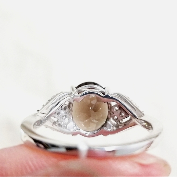 🍒NIB🍒 SMOKY QUARTZ & TOPAZ STERLING SILVER RING - Picture 6 of 7